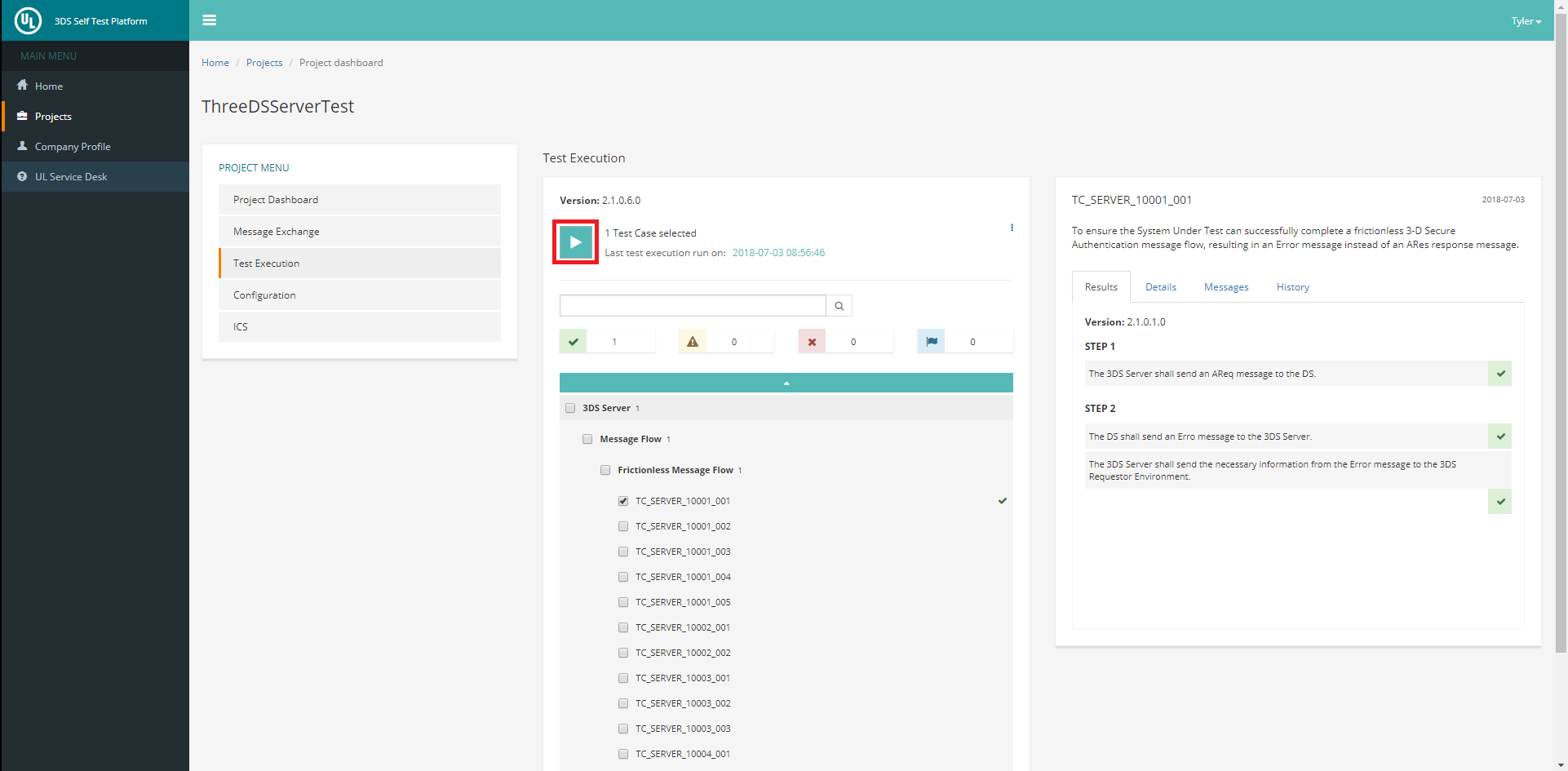 Executing First Test on STP