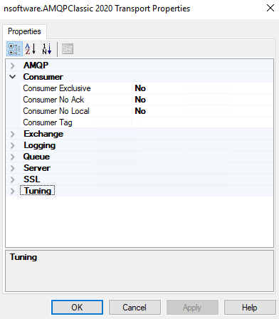 Receive Port AMQPC Transport Properties