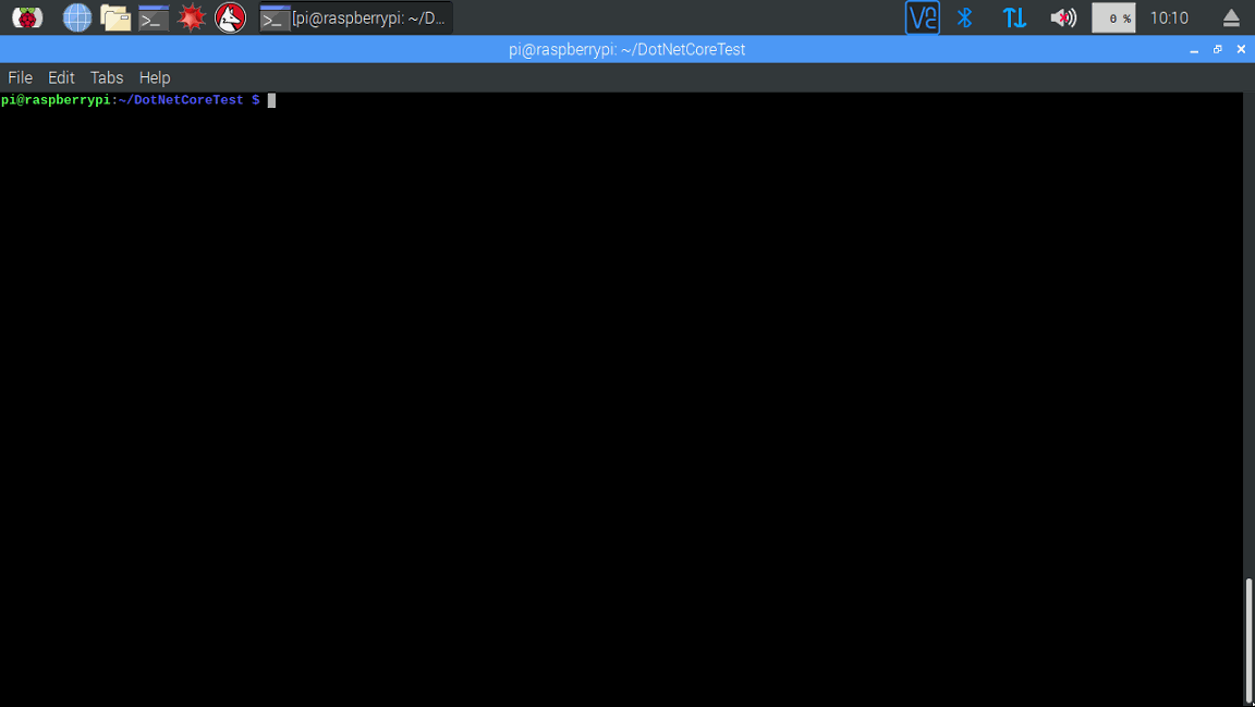 DotNetCoreTest code running on Raspberry Pi.