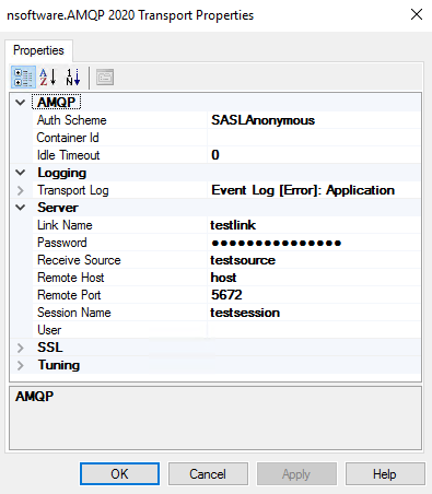 Receive Port AMQP Transport Properties