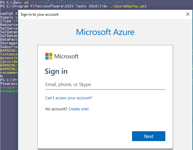 AzureDeploy.ps1 - Azure Login
