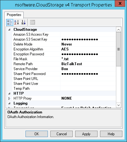 Cloud Storage Receive Adapter Properties