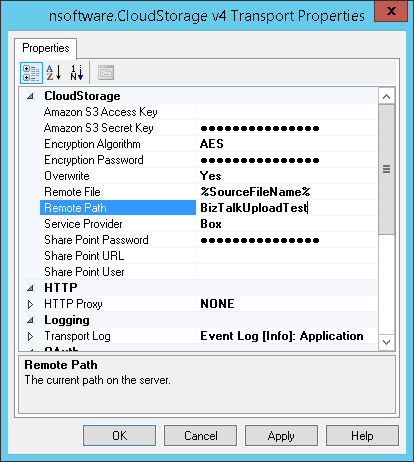 Cloud Storage Send Adapter Properties