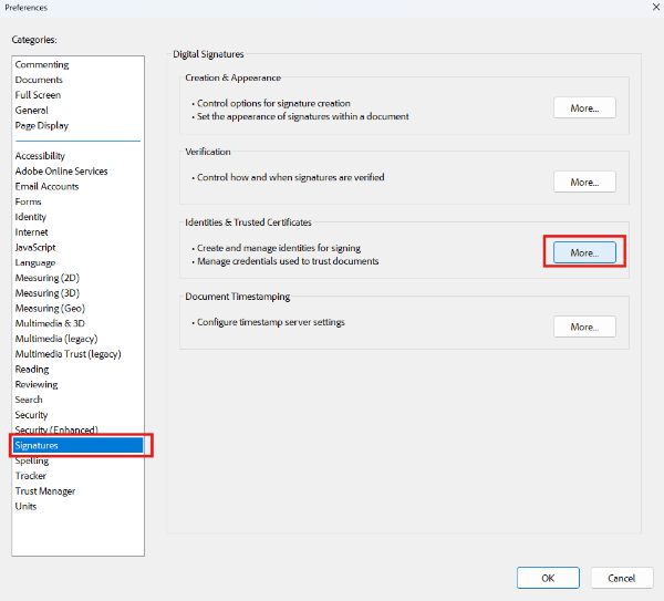 Preferences dialog