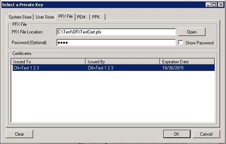 OFTP Certificate Selector Dialog