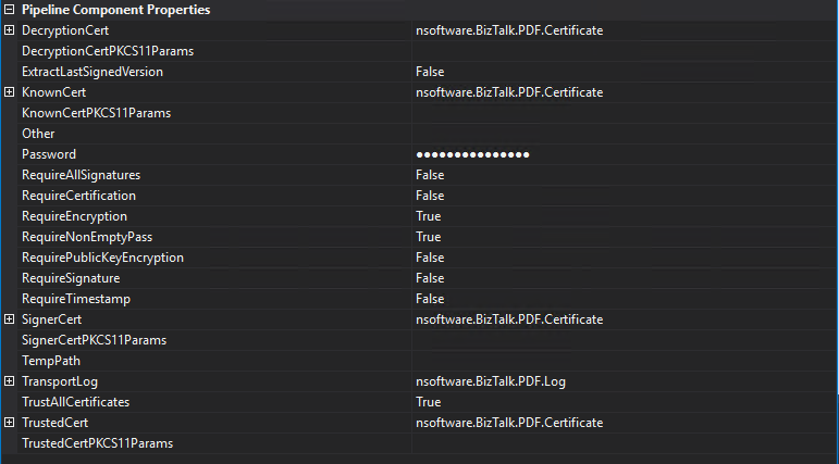 Example configuration for password decryption