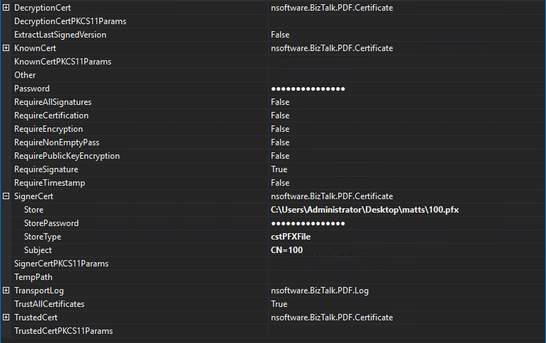 Example configuration for verifying a signature