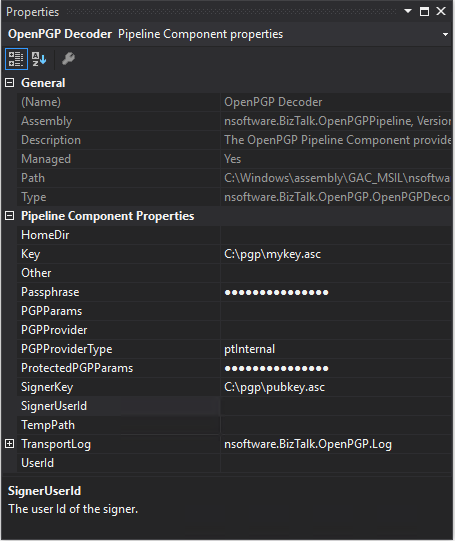 PGP Decoder Properties For Individual Keys