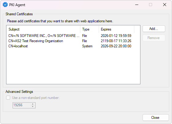 Certificates Window
