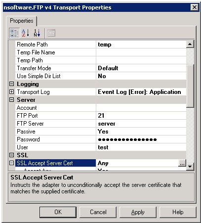 Receive Port FTP Transport Properties