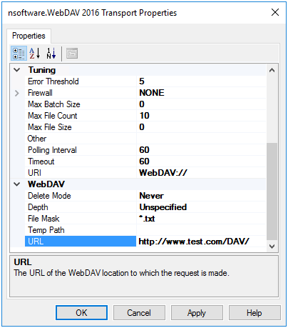 Receive Port WebDAV Transport Properties