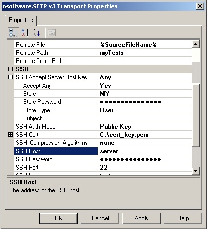 Send Port SFTP Transport Properties